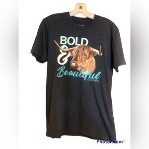 Lincoln Outfitters Bold & Beautiful Cow Steer Short Sleeve Navy T-shirt Sz M